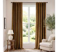 Lazzzy Lot de 2 Rideaux occultants Extra Longs en Velours à Isolation Thermique pour Chambre à Coucher et Salon, 304,8 cm, Marron doré