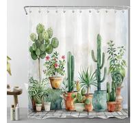 LB Plante succulente Rideaux de Douche 180x180cm Cactus Vert de Ferme Rideaux de Bain avec Crochets, Jardin Botanique Imperméable Polyester Anti Moule Salle de Bain Décor