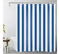 LB Rayures Bleu Marine Rideaux de Douche 150x200cm Ligne Bleue Blanche Rideaux de Bain avec Crochets, Géométrie Simple Minimaliste Extra Longue Imperméable Polyester Anti Moule Salle de Bain Décor