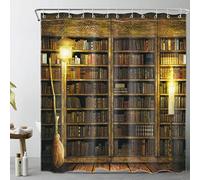 LB Rideau de Douche en Tissu imperméable avec Crochets pour Salle de Bain, Cabine en Bois Magique, Halloween, 183 x 183 cm