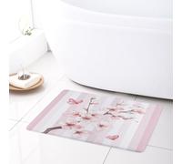 LB Rose Floral Tapis de Bain Ombre rayé Paillasson 60x40cm Papillon esthétique Doux Absorbant Lavable Tapis pour Salle de Bains Chambre Intérieur Décorations