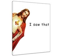 LB Toile murale amusante de Jésus Jésus Christ I Saw That - Citation amusante - Illustration de Noël - Peinture abstraite - Décoration d'intérieur pour salle de bain, salon, chambre à coucher - Cadre prêt à accrocher - 30,5 x 40,6 cm