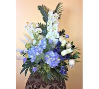 LBA Centre d'orchidées Blanches et d'hortensias Bleus, Fleurs et Plantes artificielles. pour la Maison et Le cimetière. Med.: 85x85cms.