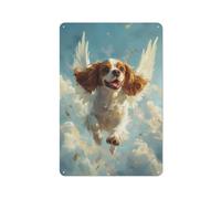 lbbgood Cavalier King Charles Spaniel with Angel Wings Pet Memorial Gift Plaque Murale Métal, Petit Accent Mural Pour Pièce Jardin, Terrasse, Cuisine Ou Maison De Campagne, 30x20cm