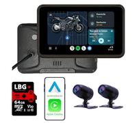 LBG RideMate M5 - Dashcam Moto 2.5K+2.5K (1440p), Tableau de Bord Carplay Android Auto, Caméra embarquée Avant et arrière avec capteur Starvis, Enregistrement en Boucle, Marque française, Grand Angle