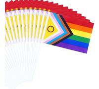 LBGTQ+ Lot de 50 drapeaux de la fierté Progress Pride Month Accessoires LBGTQ+ Drapeaux à main avec inclusion et progression Décorations pour défilés Arc-en-ciel Festival Fête
