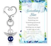 Lbgwp60-1 Set Something Blue Pour Mariée Charme De Mariée Porte-Clés Dange Perle Bleu Cadeau De Porte-Clés De Fête De Mariage Carte De Mariée Pour Douche Sainte Communion Célébration