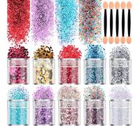 Lbgwp60-10 Colorées Paillettes Chunky Glitter Maquillage Pour Le Vi , 3d Nail Art Paillettes Pour Manucure Yeux Cheveux Corps Maquillage Décoration, Festival Fête Mariage Artisanat