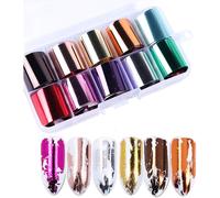 Lbgwp60-10 Rolls Autocollant D'ongle Holographique Nail Feuilles, Or Rose Ciel Étoilé Stickers Ongles Morceaux De Verre Papier Nail Art Tips Chaînes Shining Diy Stickers
