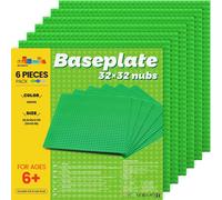Lbgwp60-10 X 10 Pollici, Set Di 6 Mattoncini Da Costruzione, In Stile Quadrato Su Un Lato Per Strada Piatta, Piastra Di Base Per Giocattoli Per Bambini (6 Verde)