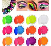 Lbgwp60-12 Boîtes Pigment Poudre D'ongle, Poudre Fluorescente Colorée Acrylique Nail Art Dégradé Poudres Arc-En-Ciel Ongles Paillettes Pour Bricolage Décoration Des Ongles