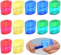 Lbgwp60-12 Pièces Taille Crayons Manuels Enfant, Taille Crayon Double Trou Avec Récipient, 2 Trou Manuel Taille Crayon Coloré, Pour Enfants, Étudiants, Écoles, Voyages, Fournitures De Bureau
