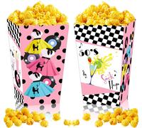 Lbgwp60-12pcs Boîtes À Pop Corn Pour La Fête Du Sock Hop Des Années 50 Décorations De Fête Sur Le Thème Des Années 50 Décorations Des Années 50 Boîtes À Popcorn Rock N Roll 1950