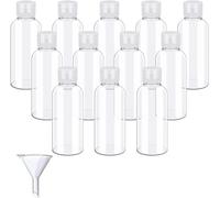 Lbgwp60-12pcs Flacon Voyage 50ml En Plastique Bouteille De Voyage Cosmetique Flacons De Voyage Vides Petit Flacon Transparent Voyage Avec Entonnoir Pour Lotion, Démaquillant, Shampoing, Gel Douche