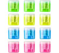 Lbgwp60-12pcs Taille-Crayon Épais, Double Manuel Taille Crayon, Crayons En Plastique Coloré Taille, Crayon Enfant Portable Pour Enfants Avec Récipient Pour Fournitures De Bureau À Domicile