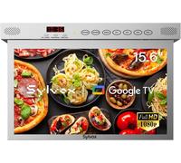 lbgwp60-15.6¿ Tv De Cuisine Rabattable 90°, Smart Google Mini Tv 1080P, 12V Télévision Rotation 360° Dvb-C/S2/T2 Wi-Fi Bluetooth Partage D'Écran Pour Cuisine, Camper, Chambre - Argent
