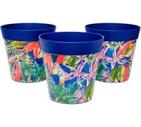 Lbgwp60-15 Cm, Lot De 3, Divers Motifs, Coloris Et Tailles, Pots De Fleurs En Plastique Intérieur/Extérieur, Feuilles Bleues