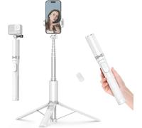 lbgwp60-160Cm Perche A Selfie, Selfie Stick Trépied Avec Télécommande Pour Iphone, Smartphones Android Et Caméras D'Action, Trépied Téléphone En Aluminium Avec 2 Cold Shoe Pour Lumière Et Mic, Blanc