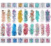 Lbgwp60-18 Boîtes Holographic Cosmetic Festival Chunky Glitters Sequins, Acrylique Nail Sequins Irisé Flocons, Pour Corps Vi Cheveux Maquillage Nail Art Mixte Couleur Glitter