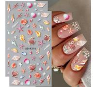 Lbgwp60-2 Pcs 5d-Relief Stickers D'ongles Coquillages Français, Thème Océan D'été, Autocollants, Adaptés Pour Design D'ongles Diy