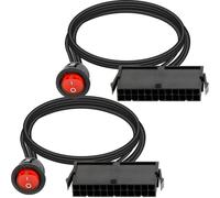 lbgwp60-2 Pièces Outil De Test De Pont De Cavalier D'Alimentation Atx 24 Broches Avec Interrupteur Marche/Arrêt Led, Câble Adaptateur De Pont D'Alimentation Pc Pour Le Refroidissement Par Eau