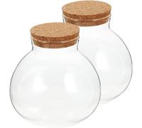 lbgwp60-2 Pièces Plantes De Terrarium, Micro Pay Mini Pot, Fleur Bol De Terrarium En Verre Succulente De Bureau Vase D'Affichage Bocal En Verre Hermétique De Mousse Liège