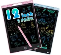 lbgwp60-2 Pièces Tablette D'Écriture Lcd De 12 Pouces Coloré, Effaçable Et Réutilisables Pour Filles De 2-7 Ans Tablette Dessin Enfant Jouet Educatif De Filles Et Garçons Cadeaux D'Anniversaire Noël