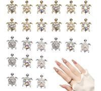 Lbgwp60-24 Pcs Breloques Pour Ongles Tortues, Bijoux D'ongles Tortue 3d Avec Strass, Ornements De Manucure À Paillettes, Décorations Pour Nail Art