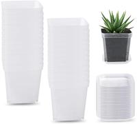 lbgwp60-24 Pièces Godet Semis Plastique 7 Cm,Petit Pot De Fleur Transparent,Pots De Plantes Intérieur Exterieur,Flower Pot De Culture,Godets De Repiquage Carre,Pot De Rempotage Orchidées,Cactus,Herbe