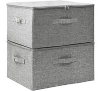 lbgwp60-2X Boîtes De Rangement Coffres De Rangement Pliables Organisateurs Conteneurs Stockage Chambre Maison Intérieur Tissu 43X34X23 Cm Gris