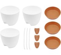 Lbgwp60-3 Pièces Pots De Plantes En Plastique Blanc Pots De Plantes À Arro Automatique Avec Trous De Drainage Pour Plantes D'intérieur Décoration De Mode Moderne (16,5 Cm)