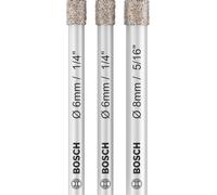 lbgwp60-3X Pro Ceramic Diamond Drill Bit Set For Cylindrical Shank And Rotary Drill/Drivers (For Tiles, Hard Tiles, Ø 6,0, 6,0, 8,0 Mm, Professional Accessory Rotary Drill/Drivers)