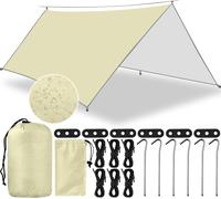 Lbgwp60-3x3m Camping Bâche, Bâche Anti-Pluie, Tarp Bivouac Anti Uv Ripstop, Avec Oeillets+ 6 Piquets En Alu+ 6 Cordes,Léger Portable Pour Extérieur,Bivouac,Randonnée,Trekking,Hamac,Auvent Van Fourgon