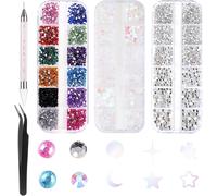 Lbgwp60-4200 Pcs Diamants En Cristal À Dos Plat, D'outils Strass Ongles Nail Art,Avec Pince À Épiler Et Stylo À Strass, Adapté Pour La Décoration Des Ongles Et Du Vi