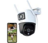lbgwp60-4K(5Mp+3Mp) Caméra Surveillance Wifi Extérieure À Double Objectif, 360° Caméra Ip Exterieur Wifi, Ai Détection Humaine/Véhicule, Suivi Automatique, Vision Nocturne Couleur 30M,Étanche Ip66,Si