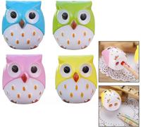 Lbgwp60-4pcs Taille Crayon Enfant, Taille-Crayon Manuel Mignon Dessin Animé Animal Hibou Deux Trous Taille-Crayons Pour Enfants