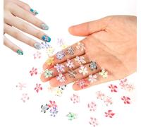 Lbgwp60-50 Décorations D'ongles En Forme De Fleurs, Plastique 3d Coloré Floral À Cinq Pétales Autocollants Bijoux En Strass Accessoires De Décoration Pour Nail Art Pour Manucure Féminine