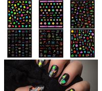 Lbgwp60-6 Feuilles Autocollants Ongles Halloween, Diy Autocollants Ongles Fluorescents D'halloween Crâne Citrouilles Araignée Fantômes Autocollant Pour Ongles Auto-Adhésifs Pour Femmes Enfants (Style