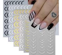 Lbgwp60-6 Feuilles De Dentelle França Pour L'art Des Ongles - Autocollant 3d Or-Argent Lignes Pour Vernis À Ongles - Designs Pour Conseils
