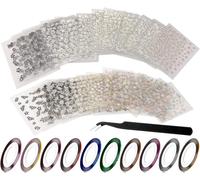 Lbgwp60-60 Feuilles Noir Blanc Fleur Colorée 3d Mini Nail Art Design Décoration Stickers Faux Autocollants + 10 Rouleaux Couleurs Mixtes Nail Art Striping Tape + 1 Brucelles Antistatiques Pour Femmes