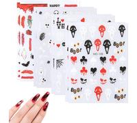 Lbgwp60-8 Feuilles Autocollants D'ongles D'halloween, Autocollants De Conception D'ongles Auto-Adhésifs Squelette Chauve-Souris Toile D'araignée Sorcière Fantôme Décalcomanies D'ongles