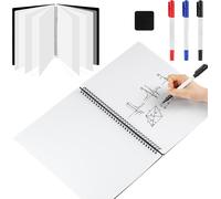 Lbgwp60-A4 Tableau Blanc Effacable Portable, Grand Tableau Blanc Effaçable À Sec, 10 Feuilles, Réutilisable Tableau Blanc Double Face, Avec Stylos Et Effaceur Tableau Blanc(24x31.5cm)