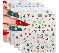 Lbgwp60-Autocollants Pour Ongles De Noël, 6 Feuilles D'hiver, Flocons De Neige, Lutin 3d, Sapin De Noël, Flocons De Neige, Nail Art, Autocollants Pour Nail Art, Décoration De Manucure
