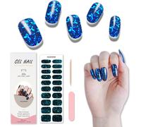 Lbgwp60-Bande De Gel Semi-Durci Pour Ongles,20pcs Gel Vernis À Ongles Autocollants, Auto-Adhésifs Autocollant Pour Ongles En Gel, Qualité Salon, Avec Lime À Ongles Et Bâton (Diamant Bleu)