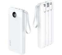Lbgwp60-Batterie Externe 10000mah Power Bank Usb C Ultra Slim Chargeur Portable Câble Intégré Avec L'ecran Led Et 5 Sorties 2 Entrées Pour Téléphone (Blanc)