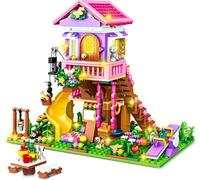 lbgwp60-Bloc De Construction Maison Avec Lumière Led, Kit De Construction De Cabane Dans Les Arbres Pour 8 9 10 11 12+ Filles, Jouet De Construction Cadeaux Pour Enfants (685 Pièces)