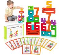 lbgwp60-Blocs De Construction En Bois Avec Les Chiffres,Jouets De Blocs De Chiffres En Bois Pour Enfants,Cadeau Enfant Fille Garcon,Blocs De Construction Des Nombres