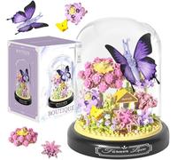 lbgwp60-Bouquet De Fleurs Bloc De Construction, 582 Pcs Briques De Construction Bouquet De Fleurs, Jouet Bloc De Construction De Fleur Avec Housse Et Base Anti-Poussière, Décoration De Maison