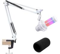 lbgwp60-Bras De Micro Blanc Pour Hyperx Quadcast S - Bras De Micro Blanc Compatible Avec Hyper X Quadcast, Bras De Microphone Avec Filtre Anti-Pop - Améliore La Qualité Sonore - Bras De Perche Pour H