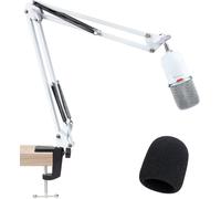 lbgwp60-Bras De Microphone Pour Hyperx Solocast - Bras De Microphone Universel Avec Couverture De Microphone Support De Microphone Ajustable Adaptateur 3/8« À 5/8 » Pour Hyperx Solocast (Blanc)